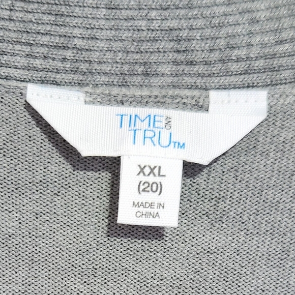 Gray Open Front Long Cardigan, sz 20 - Picture 6 of 6